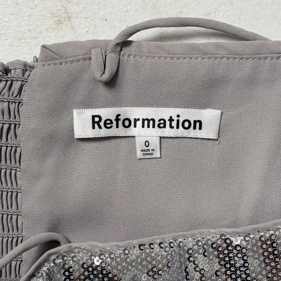 Reformation Frankie Sequin Midi Dress Gown in Silver Sequin - Picture 12 of 13